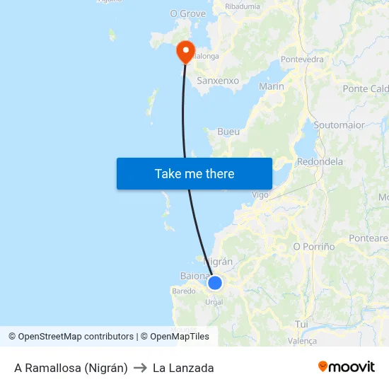 A Ramallosa (Nigrán) to La Lanzada map
