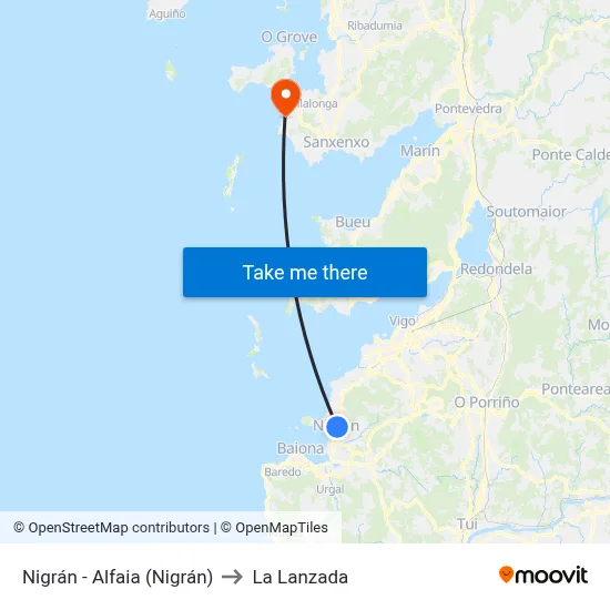 Nigrán - Alfaia (Nigrán) to La Lanzada map