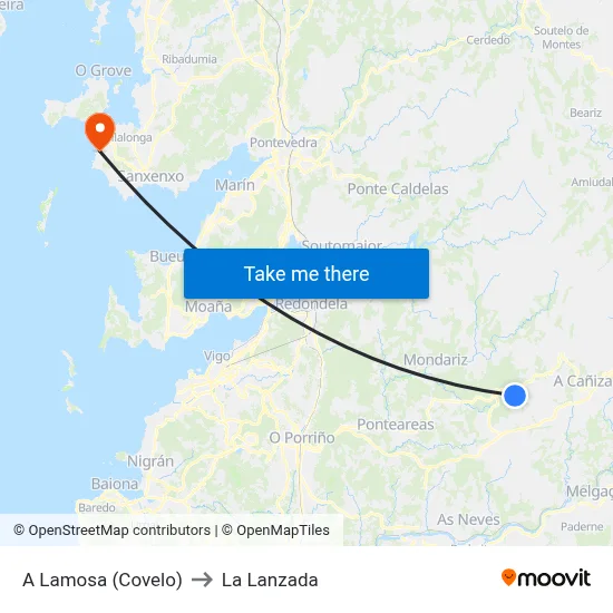 A Lamosa (Covelo) to La Lanzada map