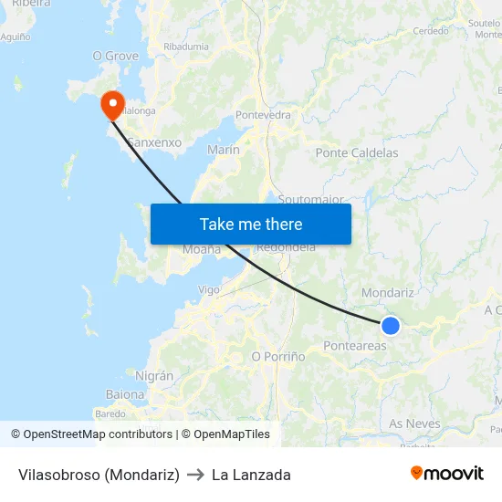 Vilasobroso (Mondariz) to La Lanzada map