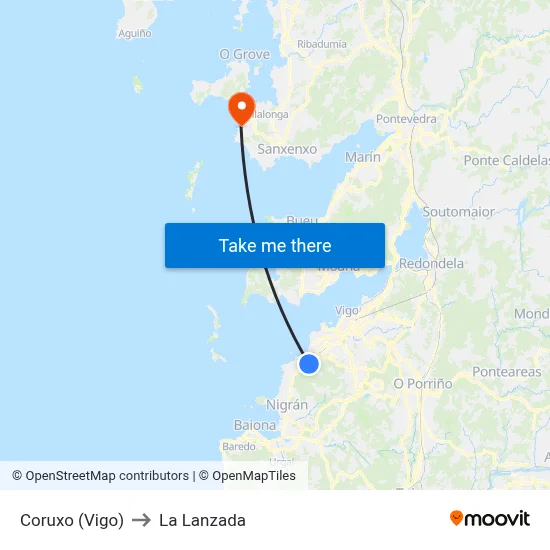 Coruxo (Vigo) to La Lanzada map