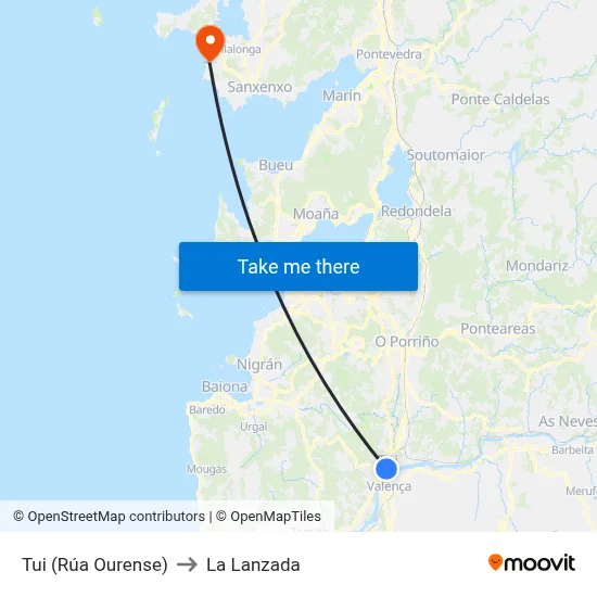 Tui (Rúa Ourense) to La Lanzada map
