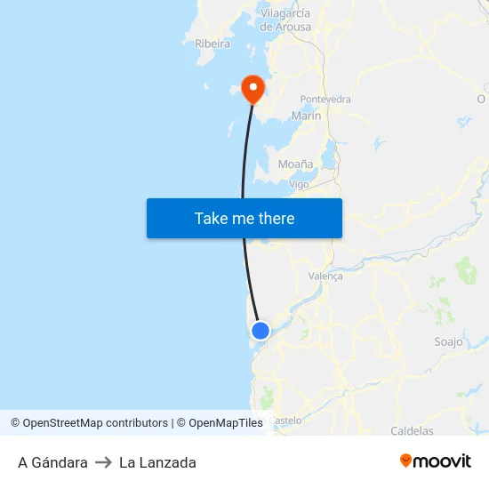 A Gándara to La Lanzada map