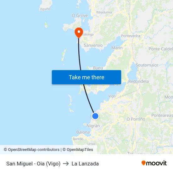 San Miguel - Oia (Vigo) to La Lanzada map