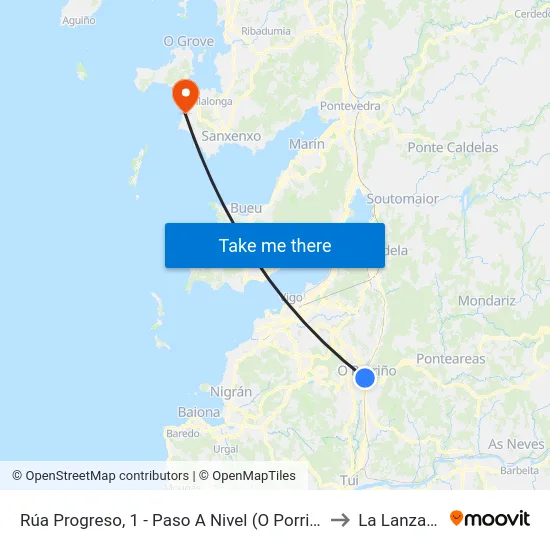 Rúa Progreso, 1 - Paso A Nivel (O Porriño) to La Lanzada map