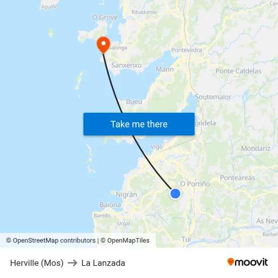 Herville (Mos) to La Lanzada map