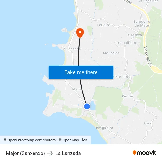 Major (Sanxenxo) to La Lanzada map
