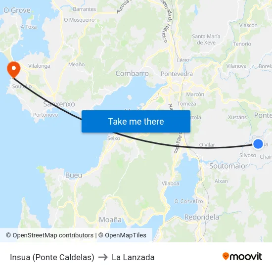 Insua (Ponte Caldelas) to La Lanzada map