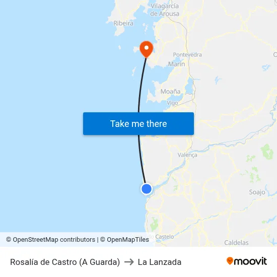 Rosalía de Castro (A Guarda) to La Lanzada map