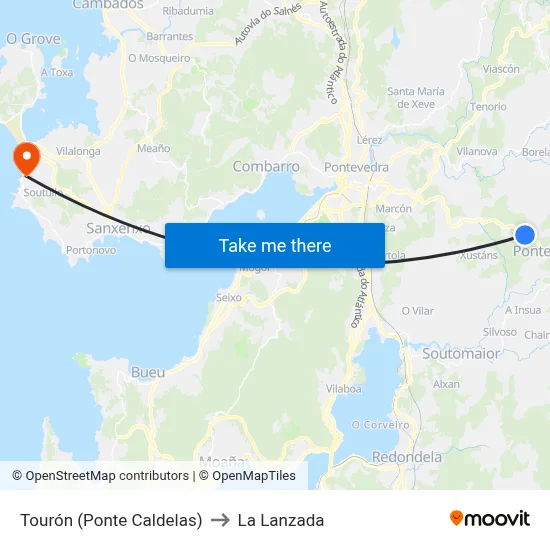 Tourón (Ponte Caldelas) to La Lanzada map