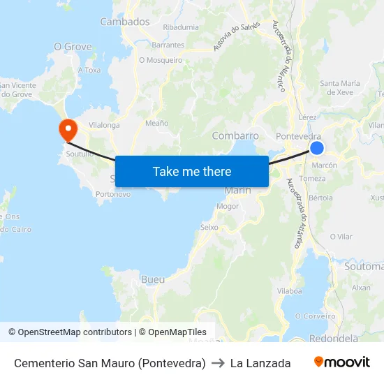 Cementerio San Mauro (Pontevedra) to La Lanzada map