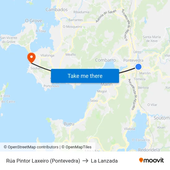 Rúa Pintor Laxeiro (Pontevedra) to La Lanzada map
