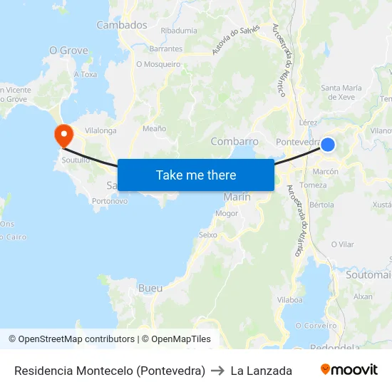 Residencia Montecelo (Pontevedra) to La Lanzada map