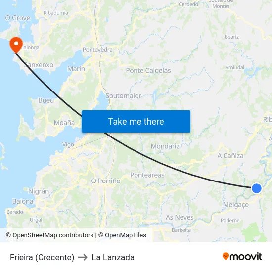 Frieira (Crecente) to La Lanzada map
