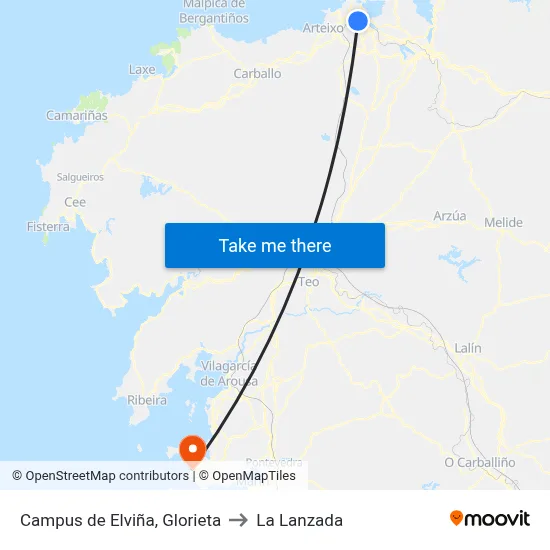 Campus de Elviña, Glorieta to La Lanzada map