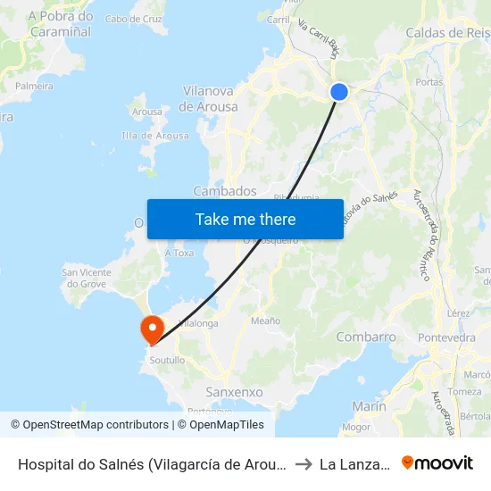 Hospital do Salnés (Vilagarcía de Arousa) to La Lanzada map