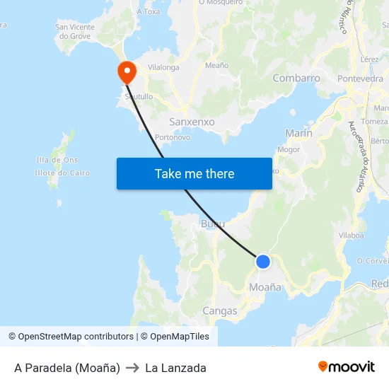 A Paradela (Moaña) to La Lanzada map