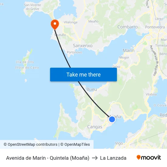 Avenida de Marín - Quintela (Moaña) to La Lanzada map