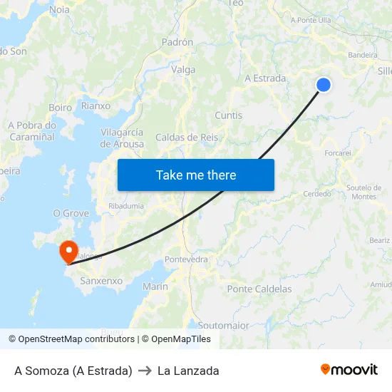 A Somoza (A Estrada) to La Lanzada map