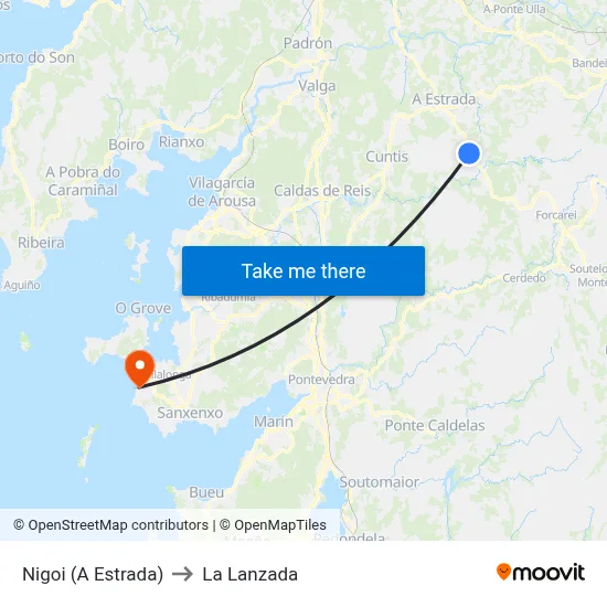 Nigoi (A Estrada) to La Lanzada map