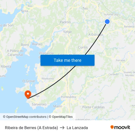 Ribeira de Berres (A Estrada) to La Lanzada map