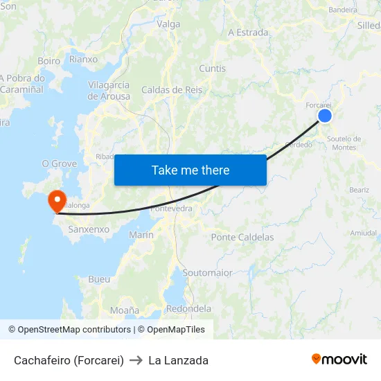 Cachafeiro (Forcarei) to La Lanzada map