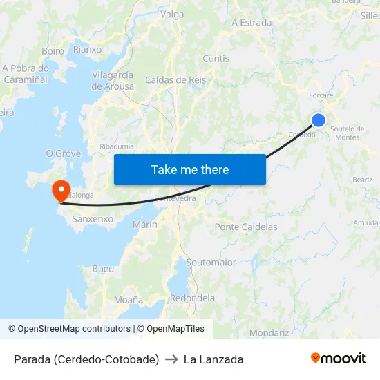 Parada (Cerdedo-Cotobade) to La Lanzada map
