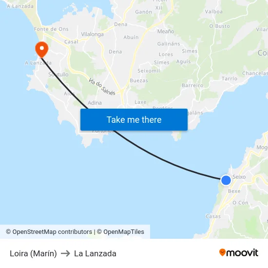 Loira (Marín) to La Lanzada map