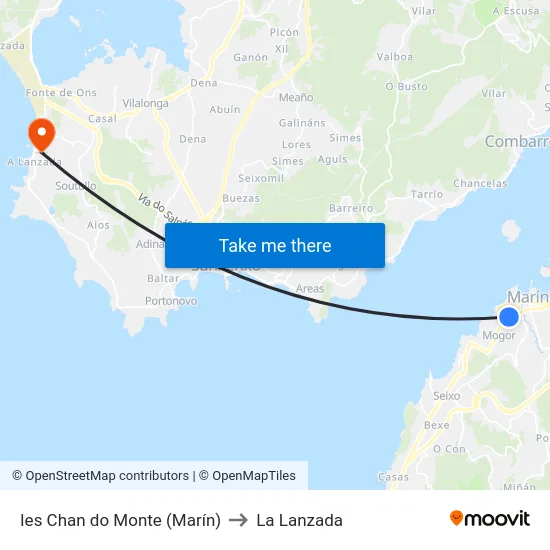 Ies Chan do Monte (Marín) to La Lanzada map