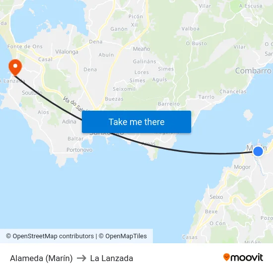 Alameda (Marín) to La Lanzada map