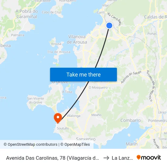 Avenida Das Carolinas, 78 (Vilagarcía de Arousa) to La Lanzada map