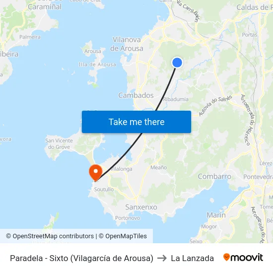 Paradela - Sixto (Vilagarcía de Arousa) to La Lanzada map