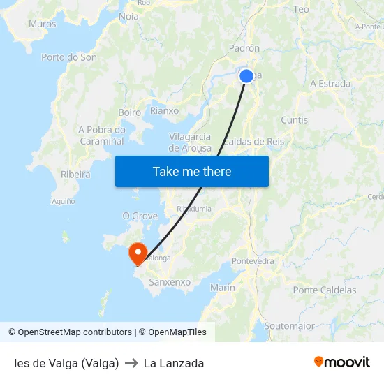 Ies de Valga (Valga) to La Lanzada map