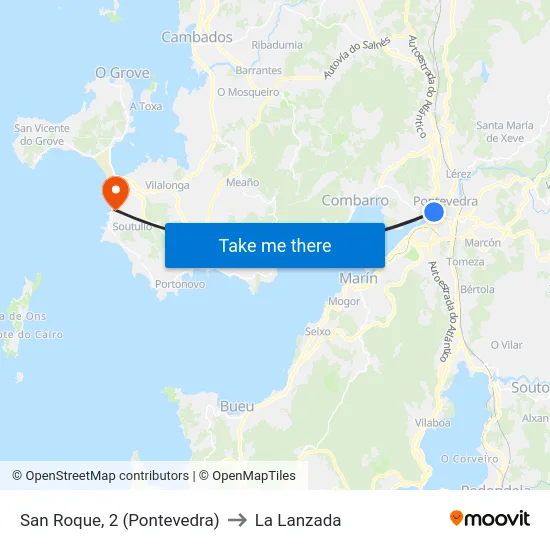 San Roque, 2 (Pontevedra) to La Lanzada map
