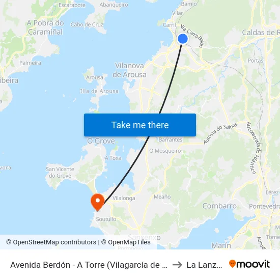Avenida Berdón - A Torre (Vilagarcía de Arousa) to La Lanzada map
