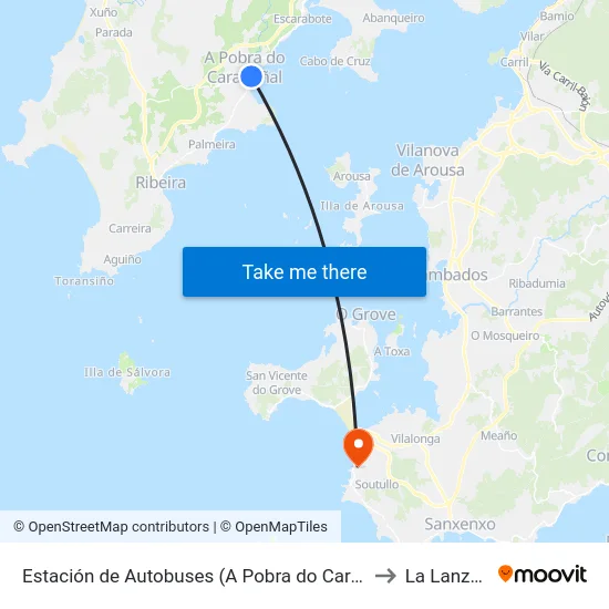 Estación de Autobuses (A Pobra do Caramiñal) to La Lanzada map