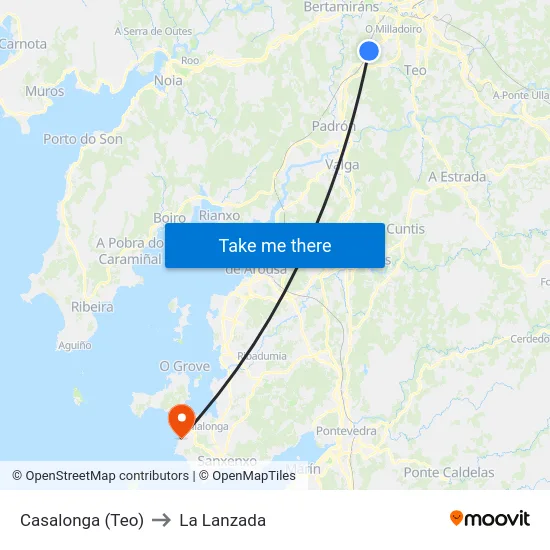 Casalonga (Teo) to La Lanzada map