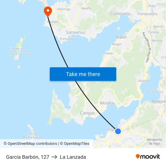 García Barbón, 127 to La Lanzada map