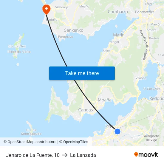 Jenaro de La Fuente, 10 to La Lanzada map