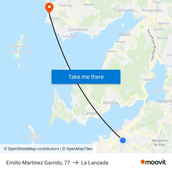 Emilio Martínez Garrido, 77 to La Lanzada map