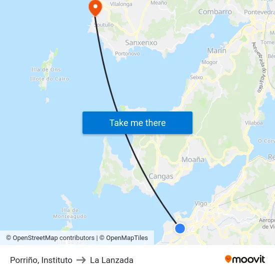 Porriño, Instituto to La Lanzada map