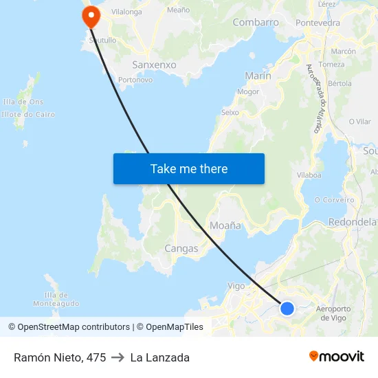 Ramón Nieto, 475 to La Lanzada map