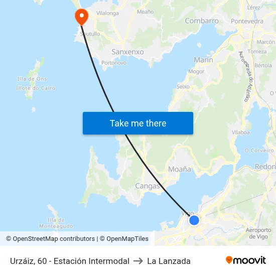 Urzáiz, 60 - Estación Intermodal to La Lanzada map