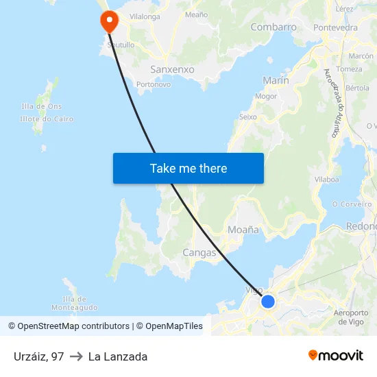 Urzáiz, 97 to La Lanzada map