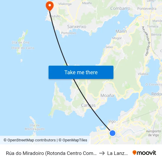 Rúa do Miradoiro (Rotonda Centro Comercial) to La Lanzada map