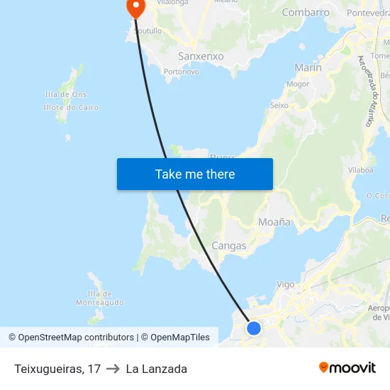 Teixugueiras, 17 to La Lanzada map