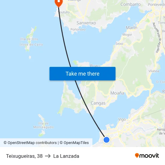 Teixugueiras, 38 to La Lanzada map