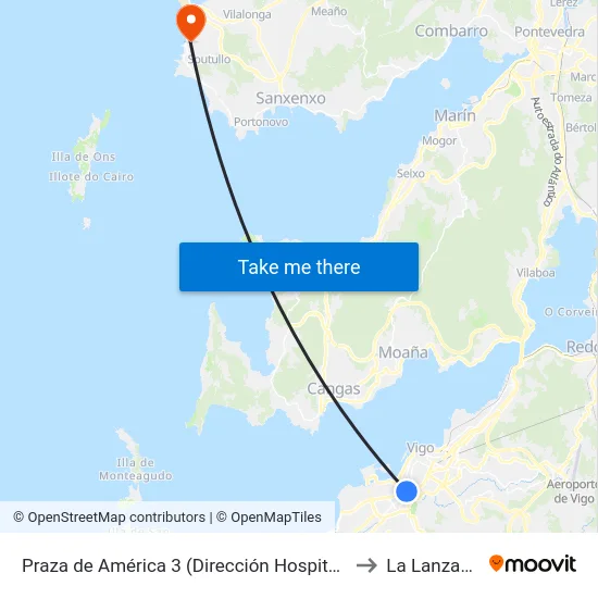 Praza de América 3 (Dirección Hospital) to La Lanzada map