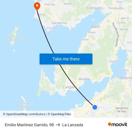 Emilio Martínez Garrido, 98 to La Lanzada map