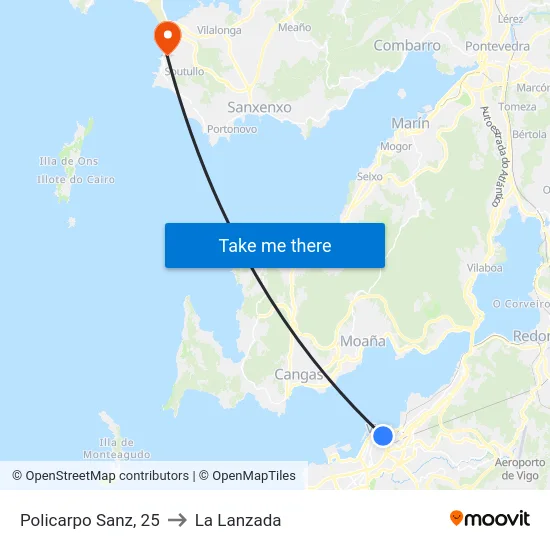 Policarpo Sanz, 25 to La Lanzada map